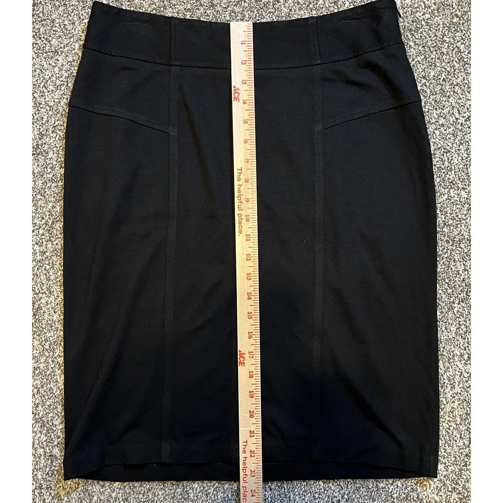 Chico's Skirt Womens 1 Black Stretch Knit Pencil Knee Length‎ Zip Work Office